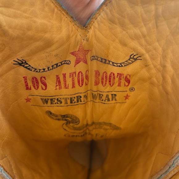 Vintage Los Altos Eel Skin Cowboy Boots Men’s Size 10.5 Blue Western Leather - Picture 16 of 17